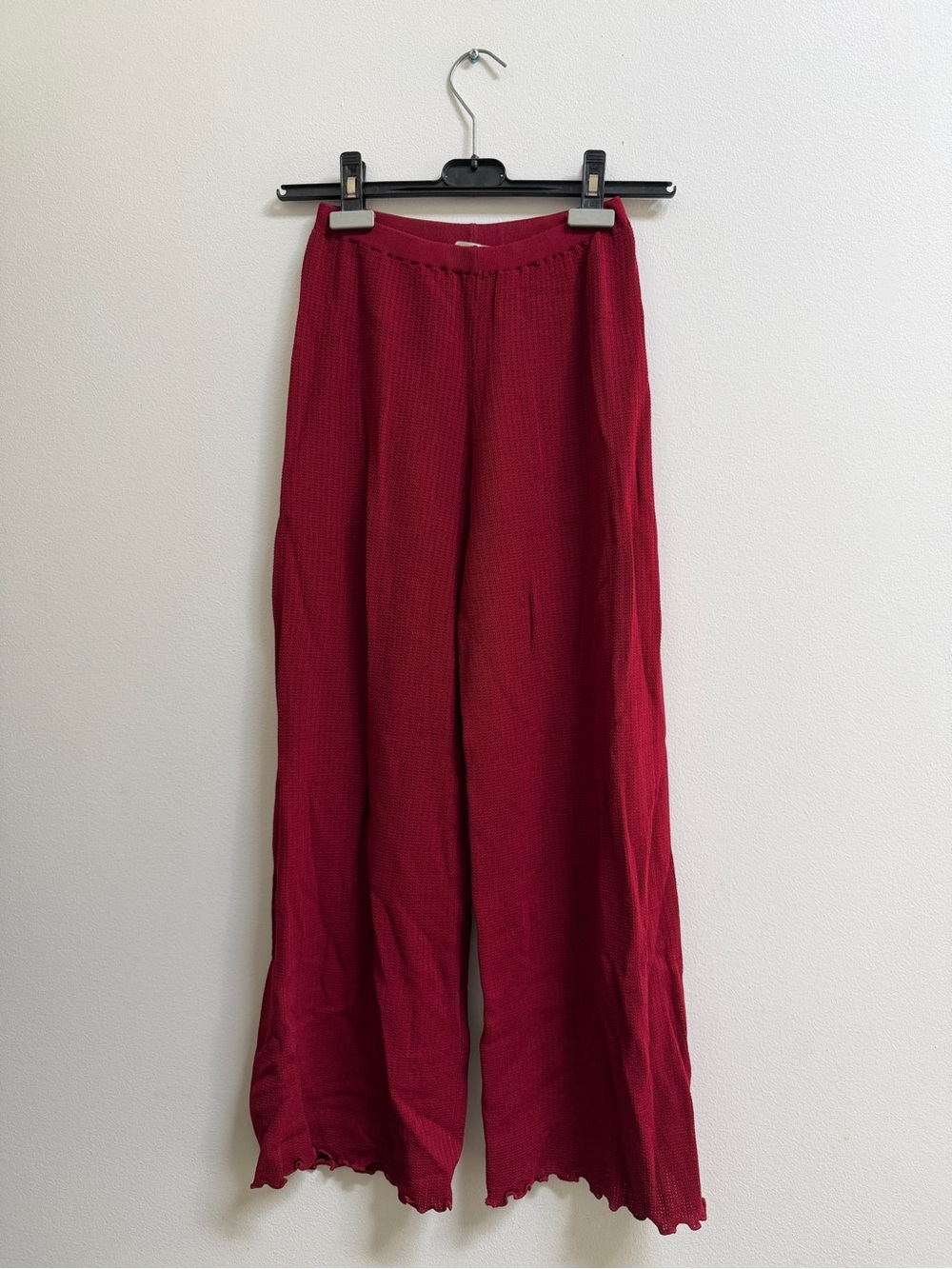 Urban Outfitters Red Wide-Leg Textured Pants